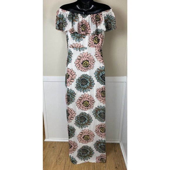 LOFT Marigold Off Shoulder Ruffle Maxi Dress Floral SOLD OUT sz 6 - Picture 5 of 6